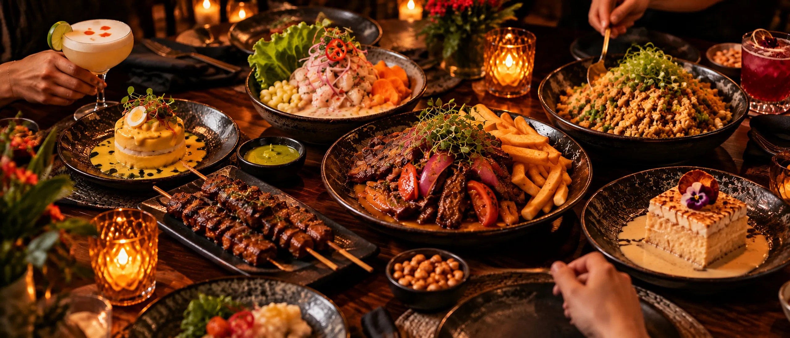 Family-style Peruvian dining experience with ceviche, anticuchos, lomo saltado and arroz chaufa